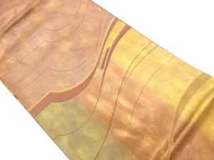 引箔縞に曲線模様織出し名古屋帯